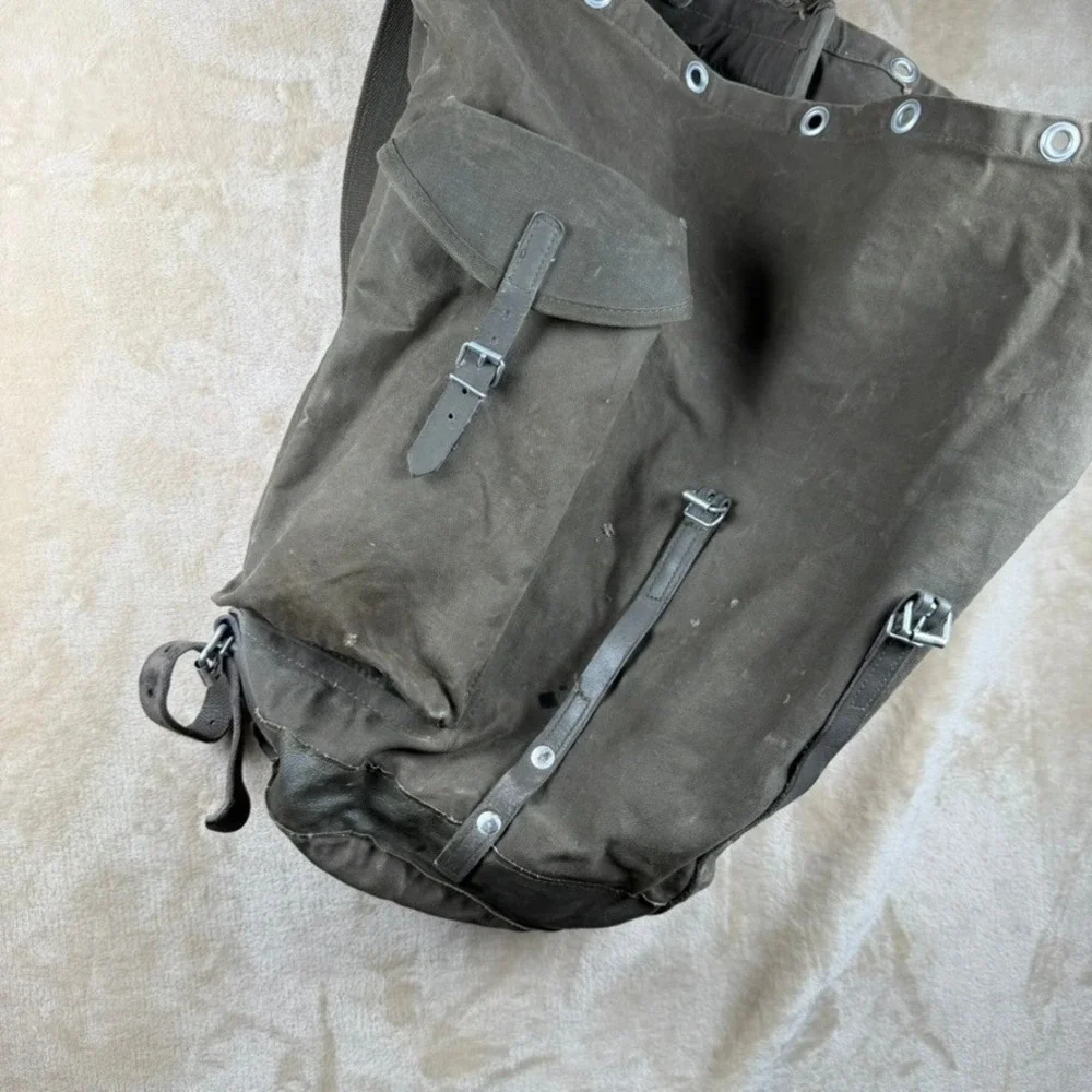 Vintage West German Military Mountain Rucksack Canvas Backpack Olive Drab 1981